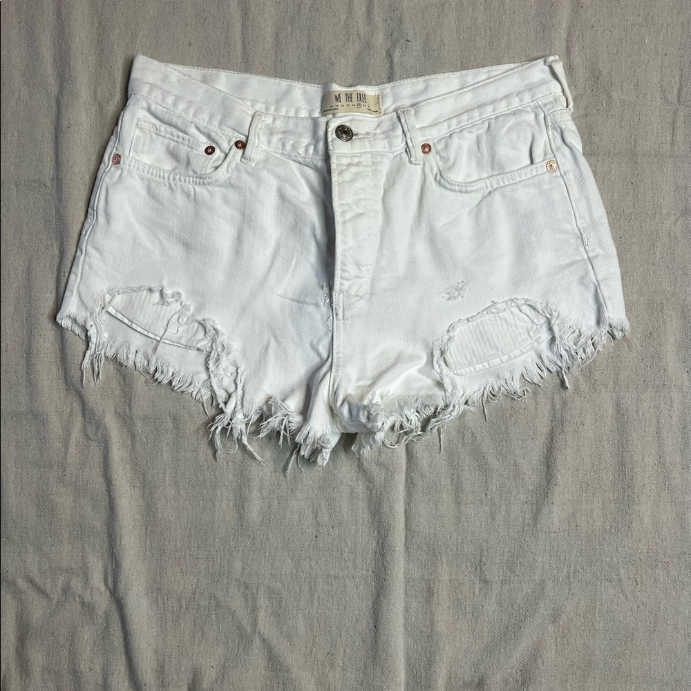 Free People White High Waisted Shorts